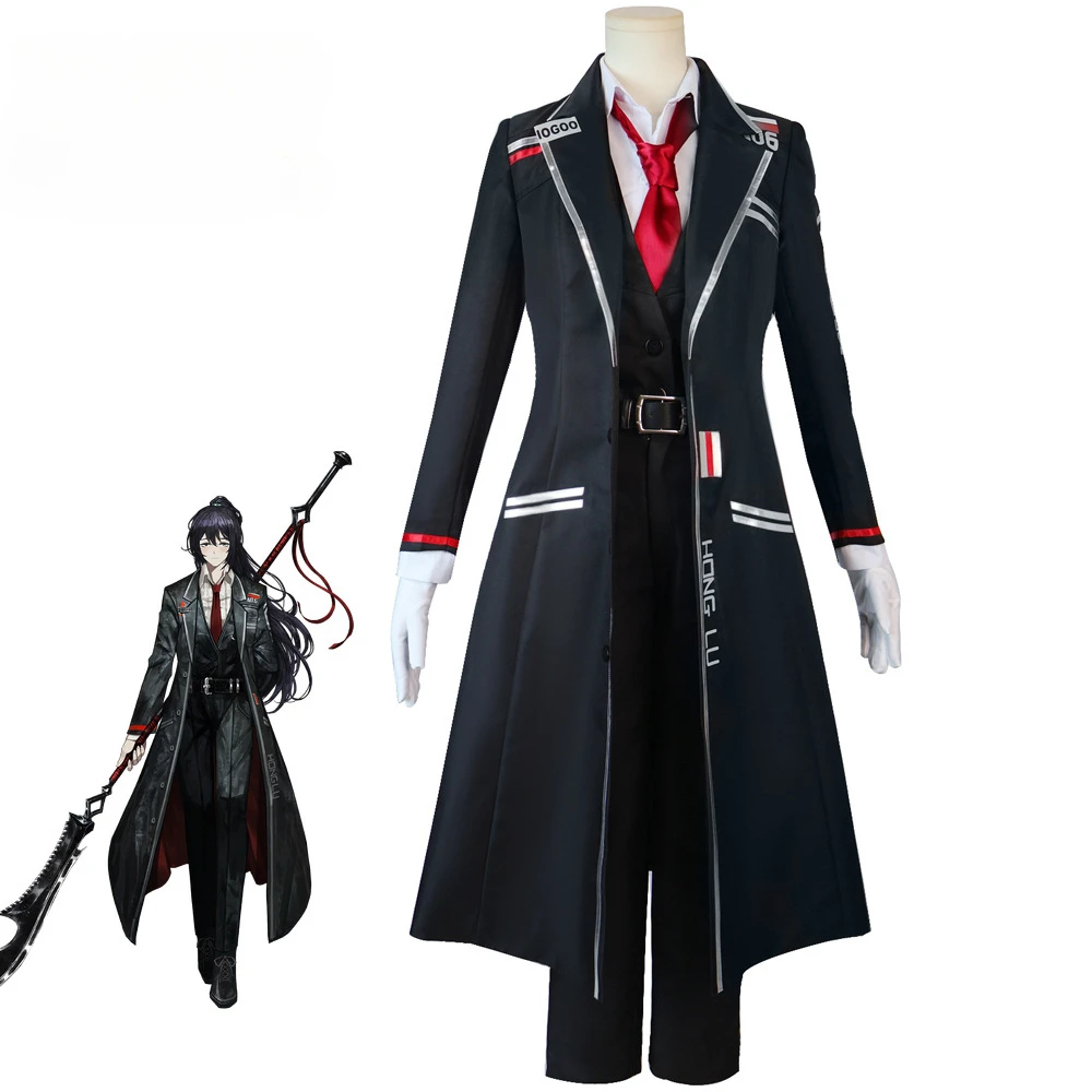 Game Limbus Company Faust Cosplay Costume Adult Unisex Black Coat Top Pants Uniform Suit Halloween Outfit Performance