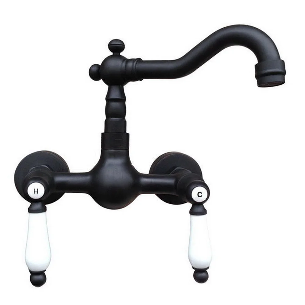 

Swivel 360 Bathroom Bathtub Faucet Torneira Wall Mount Oil Rubbed Black Bronze Basin Sink Faucet Mixer Tap Bnf522