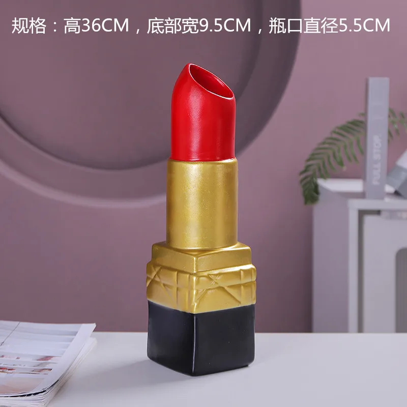 European Resin Vase Creative Lipstick Vase Home Decoration Flower Arranging Device Living Room Decoration Dried Flower Vase