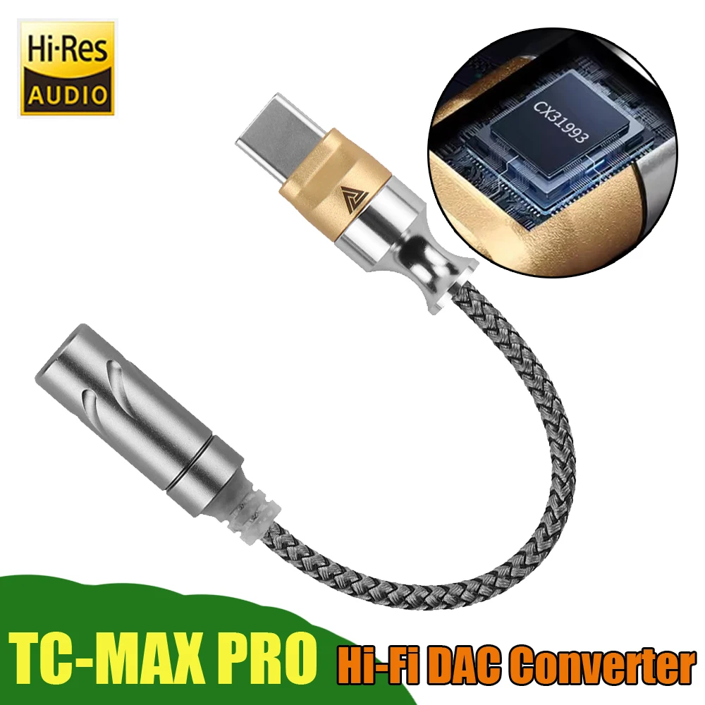 QKZ TC-MAX Pro USB tipo C a adaptador de Audio de teléfono de 3,5mm CX31993 Chip decodificador de Audio Digital Hi-Fi DAC amplificador de auriculares