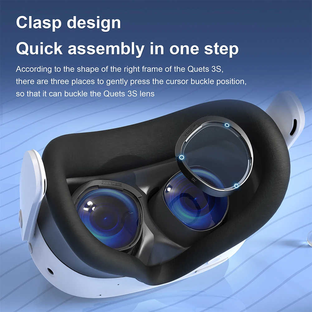 For Meta Quest 3S Anti-Blue Light Optical Lenses Anti-Scratch Ring Lens With Protection Cover & Cleaner Cloth VR Accessories