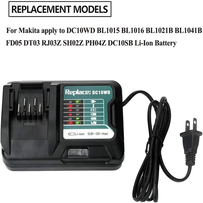 Replacement DC10WD for Makita Battery Charger 10.8V 12V DC10WD DC10SB DC10WC BL1015 BL1016 BL1021B BL1041B Quick Charger