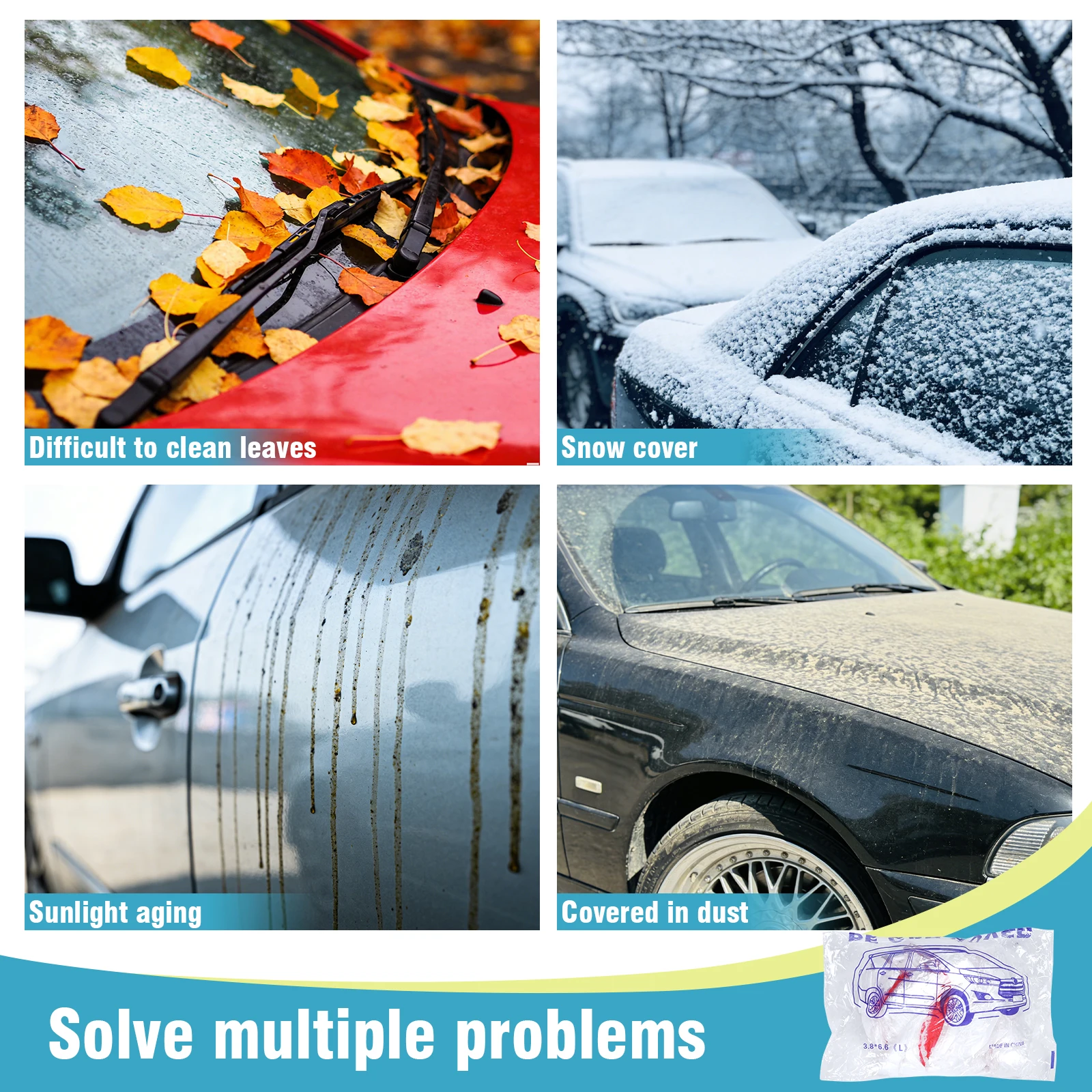

50 Packs Disposable Plastic Car Cover for Snow Van Dust Cover with Elastic Band (12.5x21.6 Ft) for SUV Sedan and More