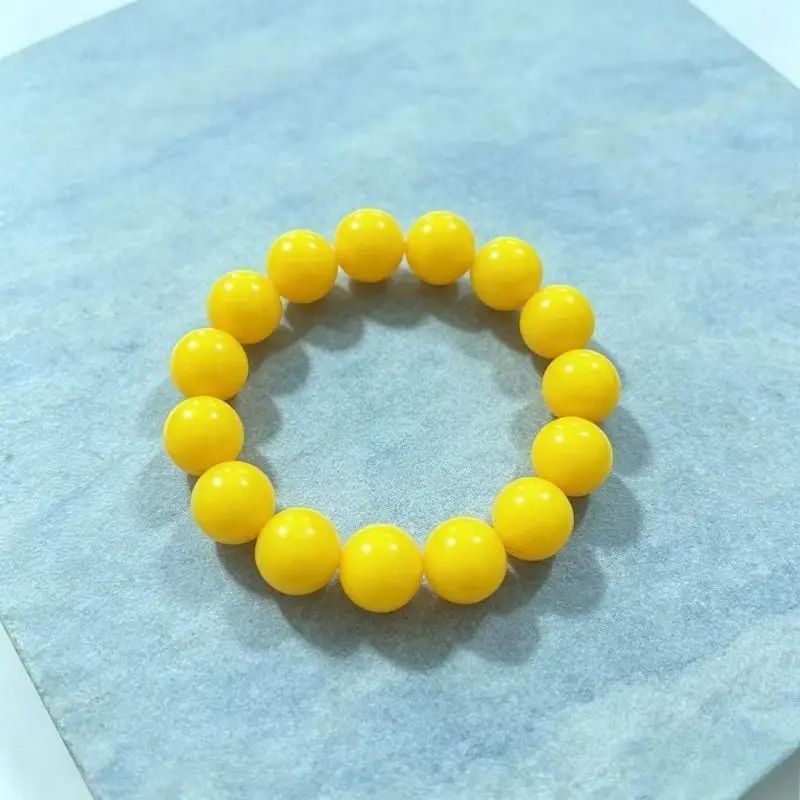 The Second-generation Yellow Honey Round Bead Single Circle Bracelet, Versatile Ethnic Handicrafts