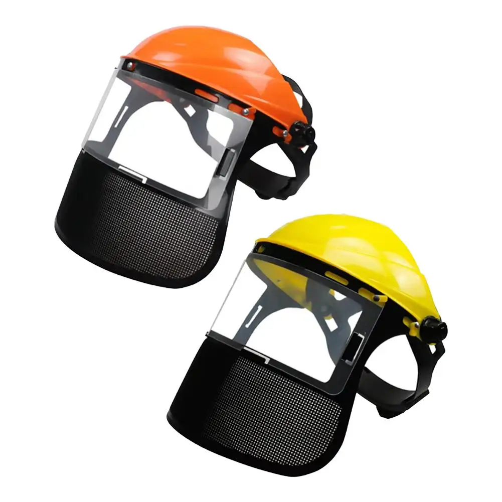 Casco de seguridad para cortadora de césped de jardín, sombrero con máscara protectora de malla de cara completa para registro, desbrozadora, protección forestal