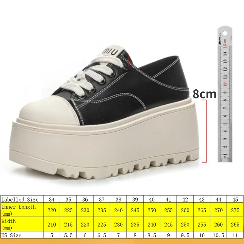 Fujin 8CM oryginalne skórzane damskie obuwie wiosenne damskie modne trampki Chunky Super gruba platforma klinowe deskorolka