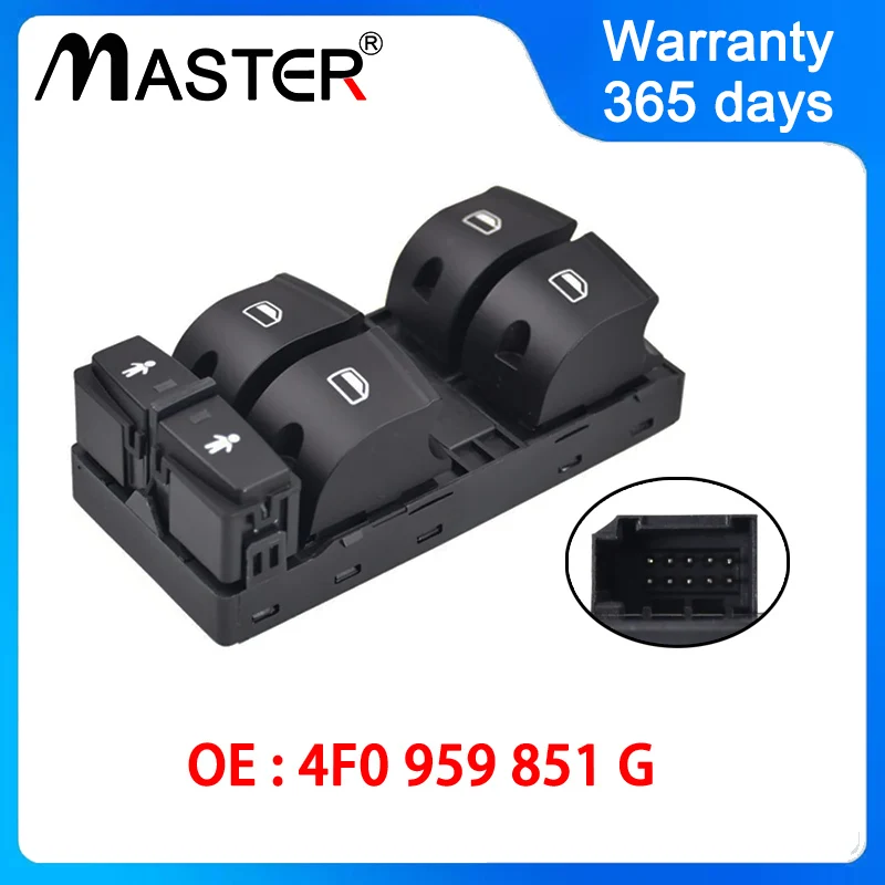 Left Window Control Switch Automotive Switches 4F0959851G for Audi A6 Q7 S6 2007-2015 4F0 959 851 G