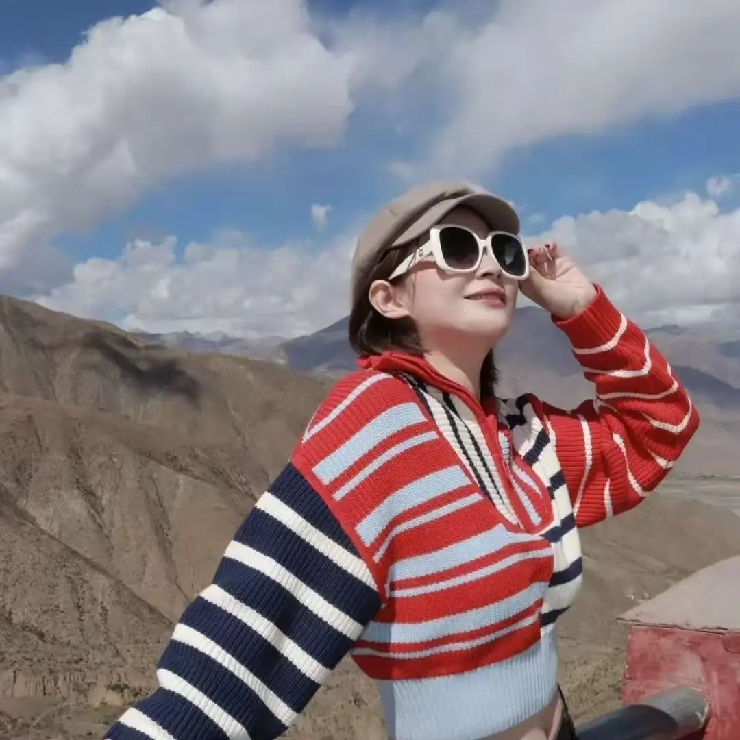 

Japanese Crop Striped Patchwork Knit Sweater Women Streetwear Turtleneck Pullovers Sweet Half Zipper Harajuku Short Jumpers