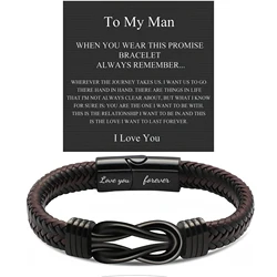 Valentine's Day Gifts for Him, Birthday Gifts for Man, To My Man Gift Bracelets for Man Leather Bracelets for Boyfriend Husband,