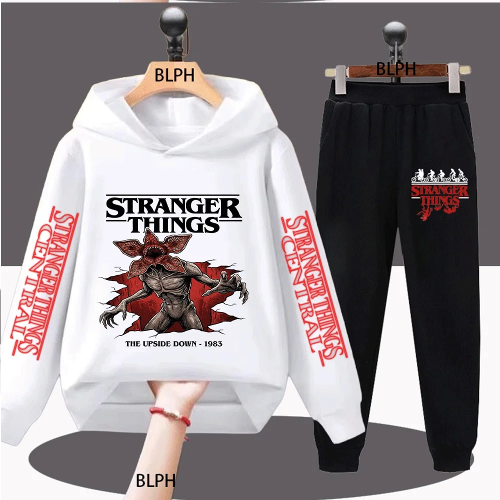 Conjunto de sudadera con estampado de Stranger Things Demogorgon para niños, diseño clásico 1983 al revés, traje informal cómodo y elegante