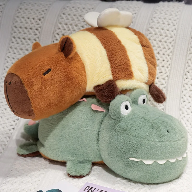 Double-Sided Flip Capybara Toy To Bee Transform Tortoise Plush Doll 2-in-1 Flip Change Transform Soft Pillow Children Gifts