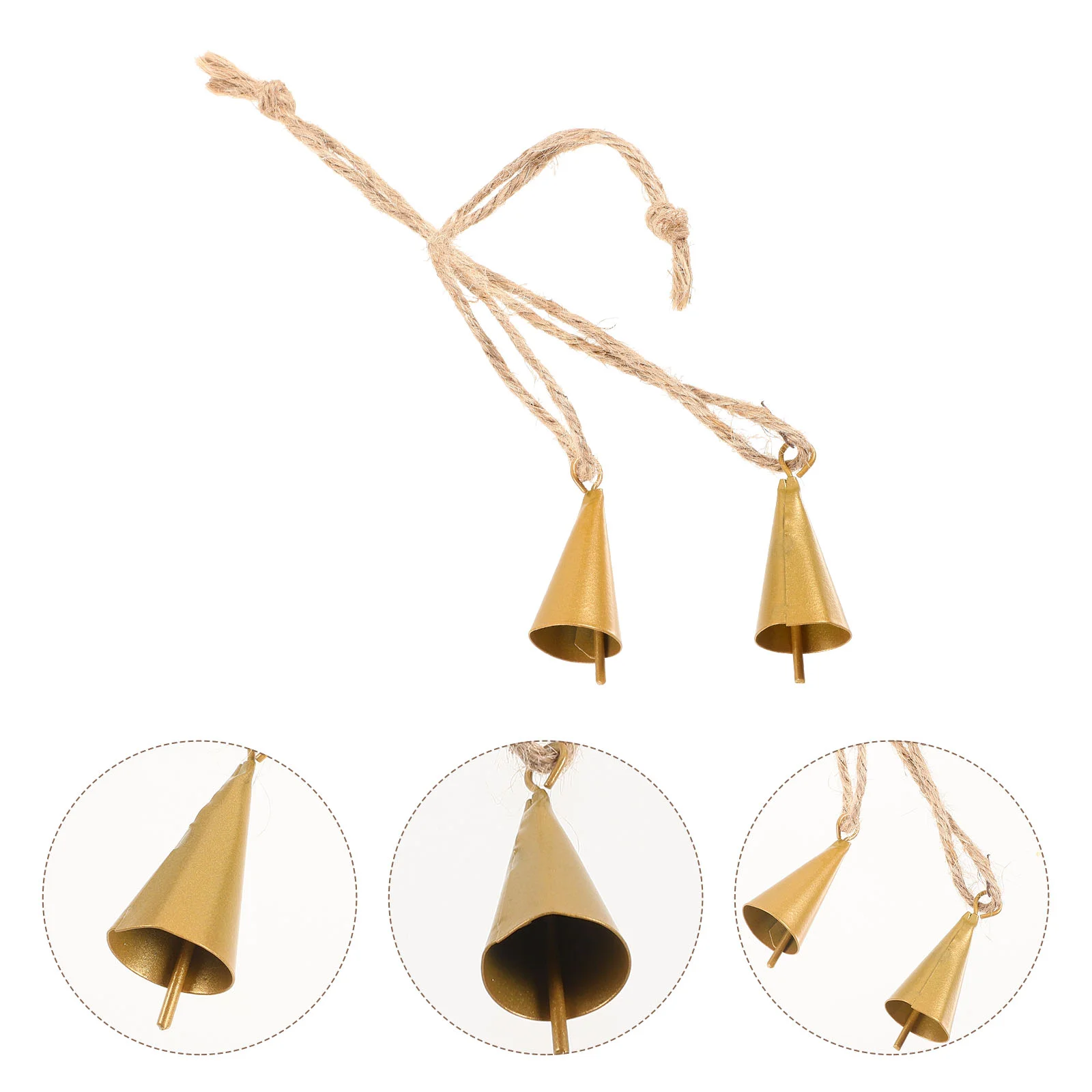 2 Pcs Christmas Bell Vintage Cowbell Decorative Bells Old Fashioned Golden Iron