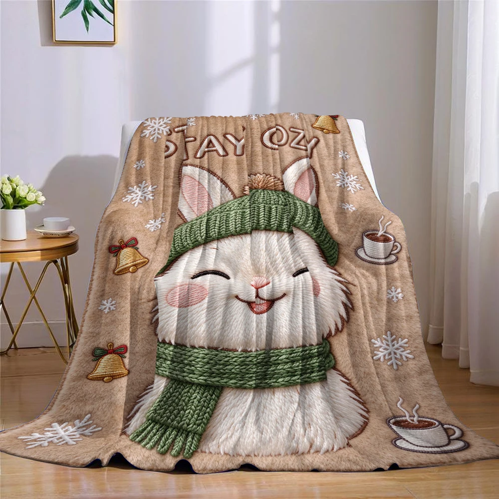 Stitch Orange Plaid Flannel Blanket Warm Soft Halloween Christmas Decorative Couch Warm Cozy All-Season Gift - view 4