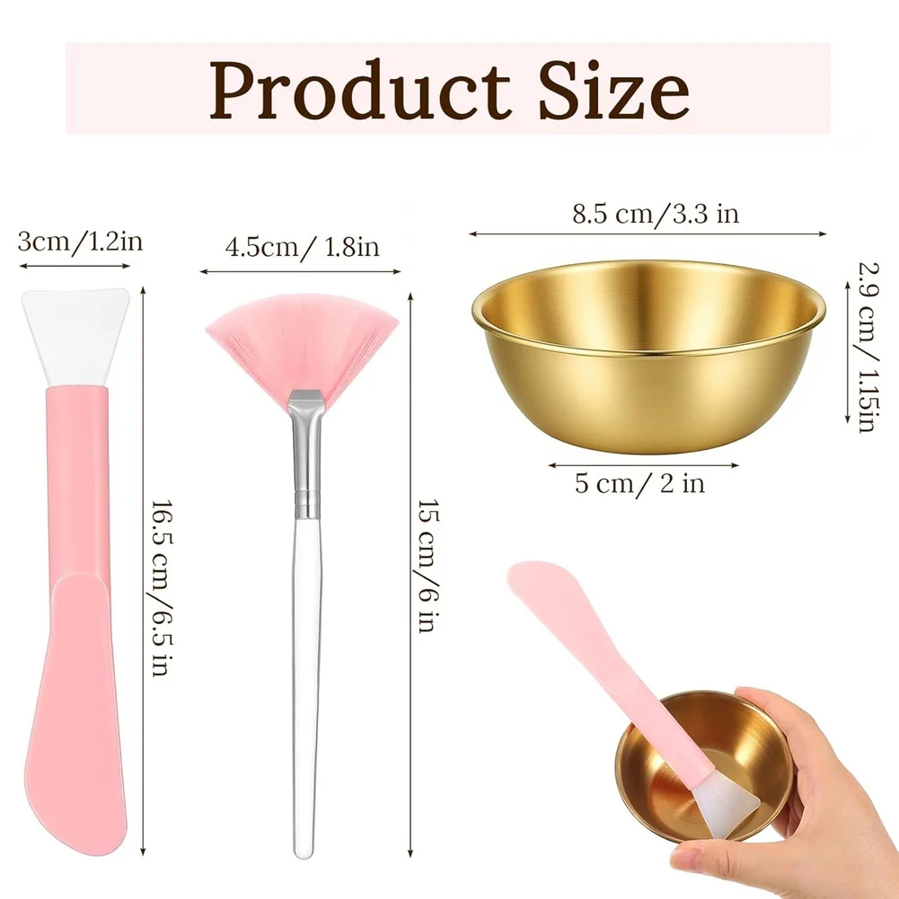 9 Piece Face Mask Application Kit with Stainless Steel Bowls and Gentle Brushes for Smooth Skincare Product Use