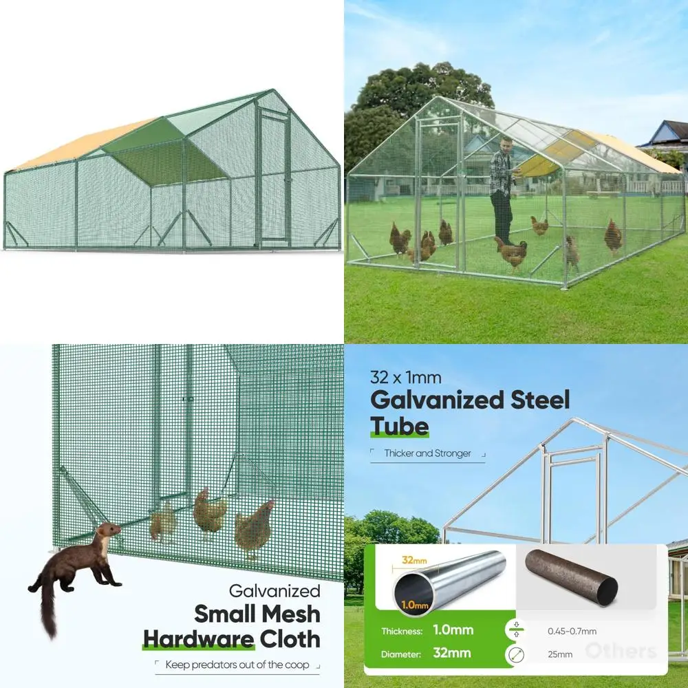 

Модернизированный большой металлический курятник с оцинкованной фурнитурой и усиленным металлическим каркасом для доступа к ходу