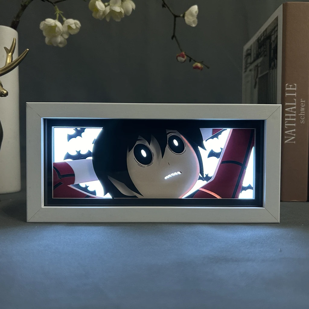 Imagem -05 - Marshall Lee Led Shadow Box para Crianças Caixa de Luz Noturna Candeeiro de Mesa Papel Cortado dos Desenhos Animados Decoração do Quarto Presente de Aniversário