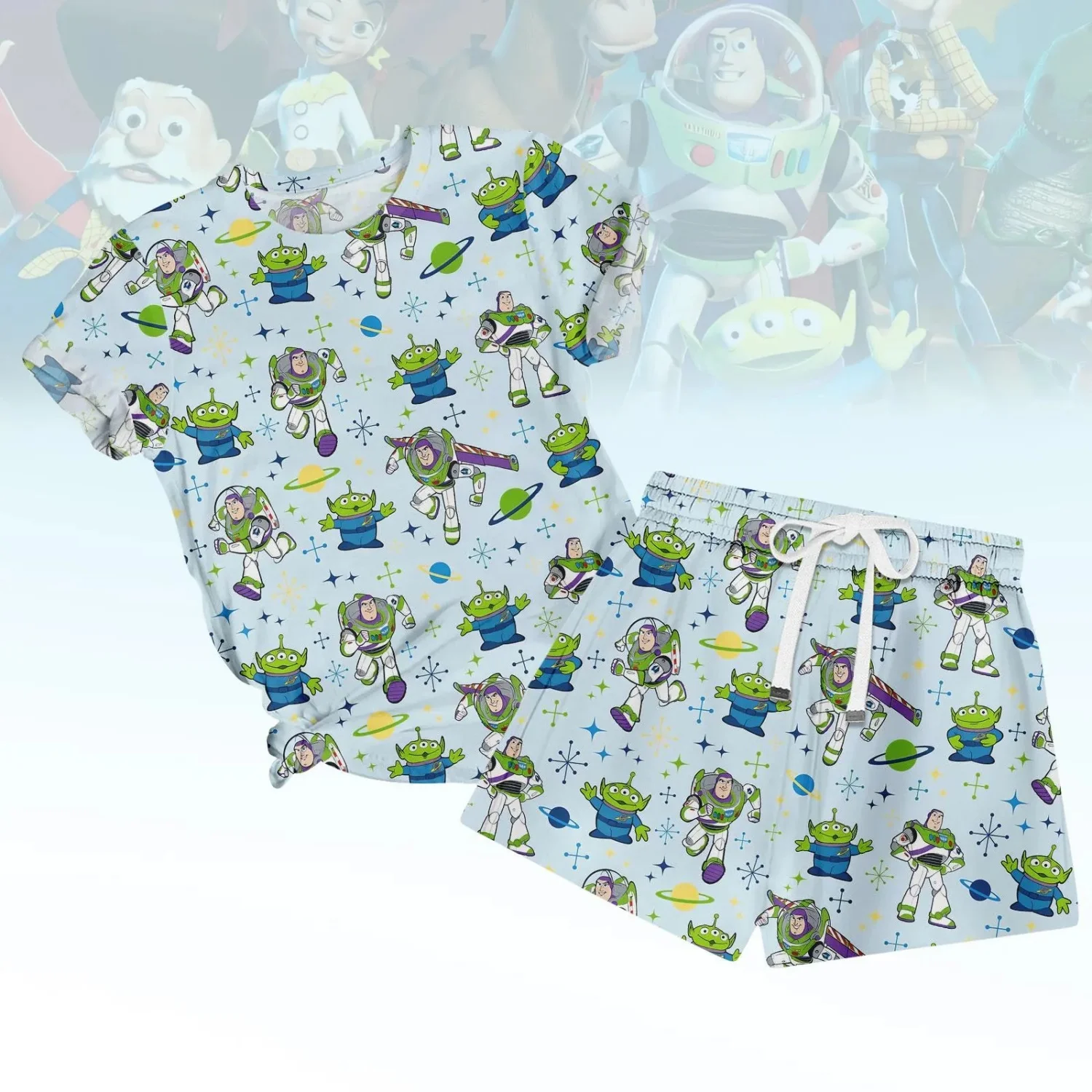 Camiseta y pantalones cortos de Buzz Lightyear y Little Green, conjunto de pijamas de Toy Story, camiseta de Buzz Lightyear para adultos/niños