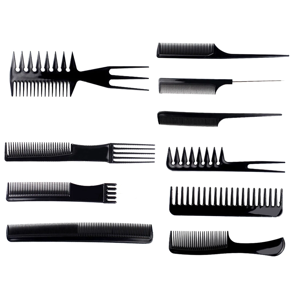 10 Pieces Plastic Hair Comb Salon Shop Accessory ple Hairbrush Hairdressing Set Combing Tools for Women Lady Female