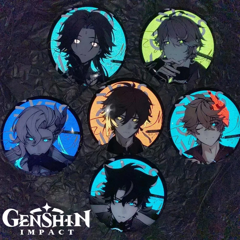 

Брошь-значок для косплея по игре Genshin Impact: Тартаглия, Риотслей, Нёвиллет, Чжунли, Аль-Хайтам, Сяо. Аксессуар для сумки, реквизит.