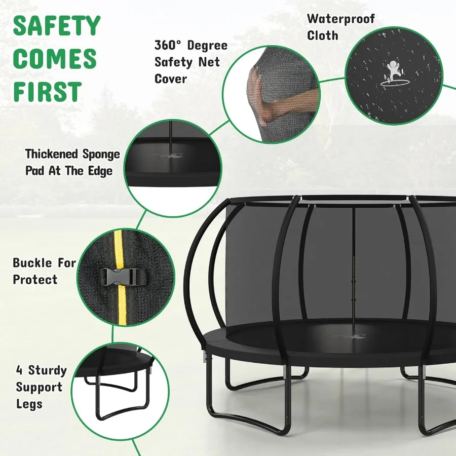 10FT 12FT 14FT 16FT الترامبولين في الهواء الطلق مع شبكة الضميمة السلامة سميكة وسادة الربيع ASTM المعتمدة الترفيهية الترامبولين ل