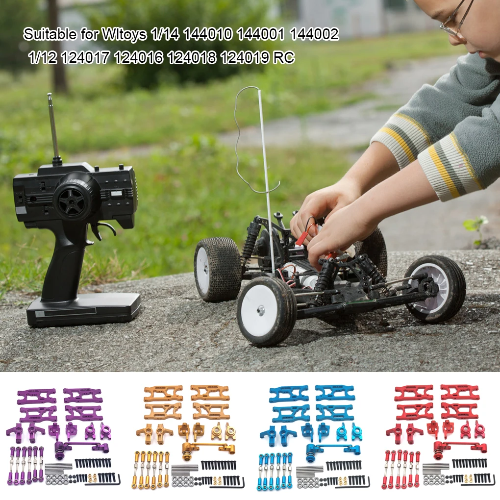 

Автомобильный поворотный рычаг с дистанционным управлением, обновленная модификация, комплект рулевых чашек, замена для WLtoys 144010 144001 144002, красный