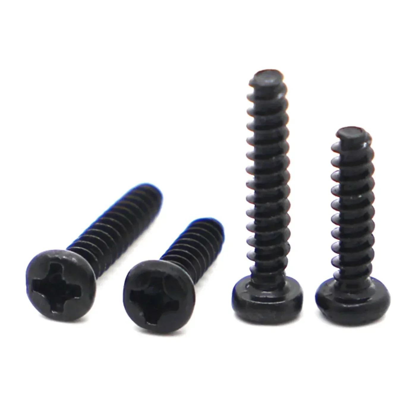 50/100pcs Carbon Steel Self-tapping Screws M1.4 M1.7 M2 M2.3 M2.6 M3 M3.5 M4 Black Phillips Cross Recessed Pan Head Woodworking