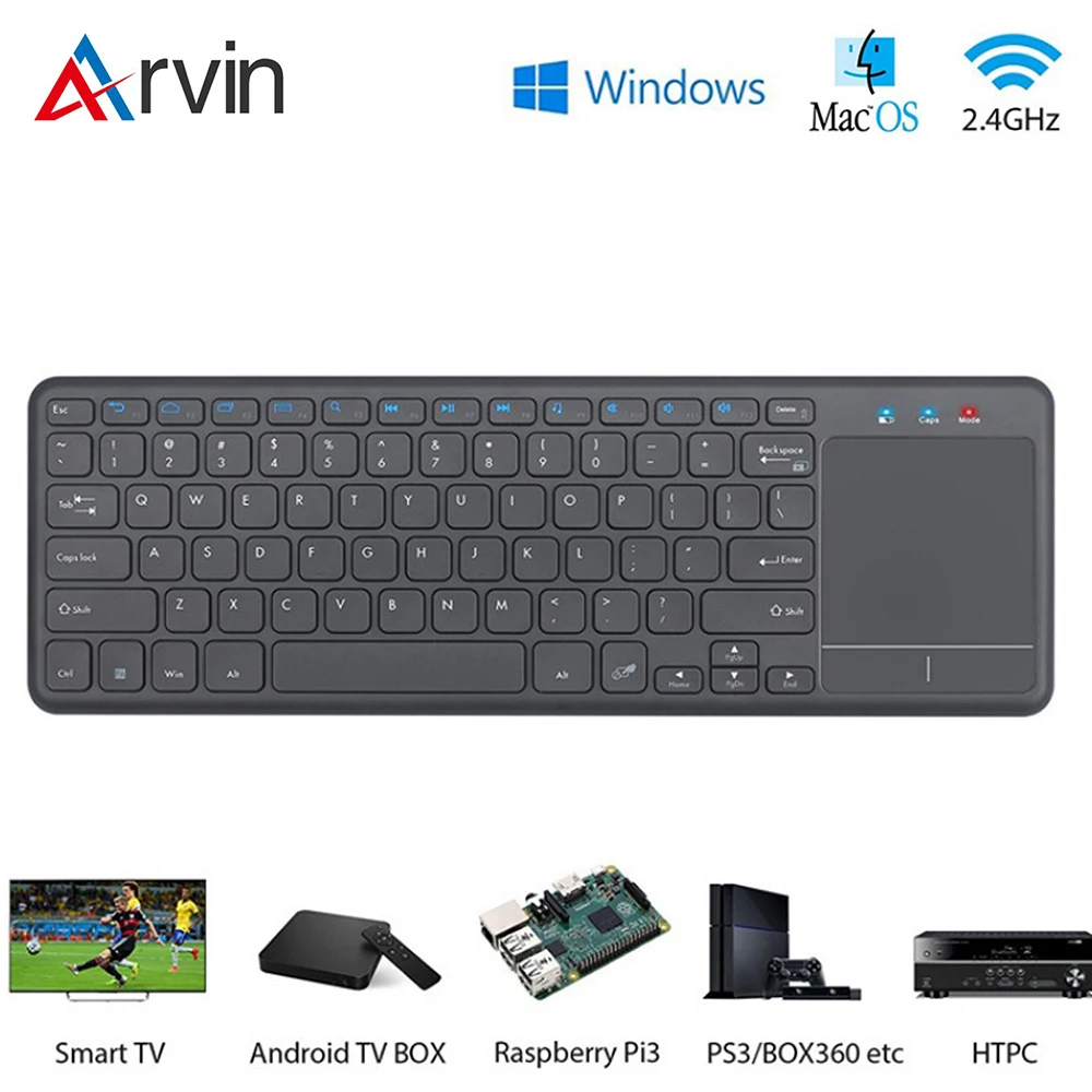 

Arvin 2.4G Wireless Keyboard with TouchPad Ergonomic Design PC Keyboard Laptop Keyboard AAA battery for Android Windows Desktop