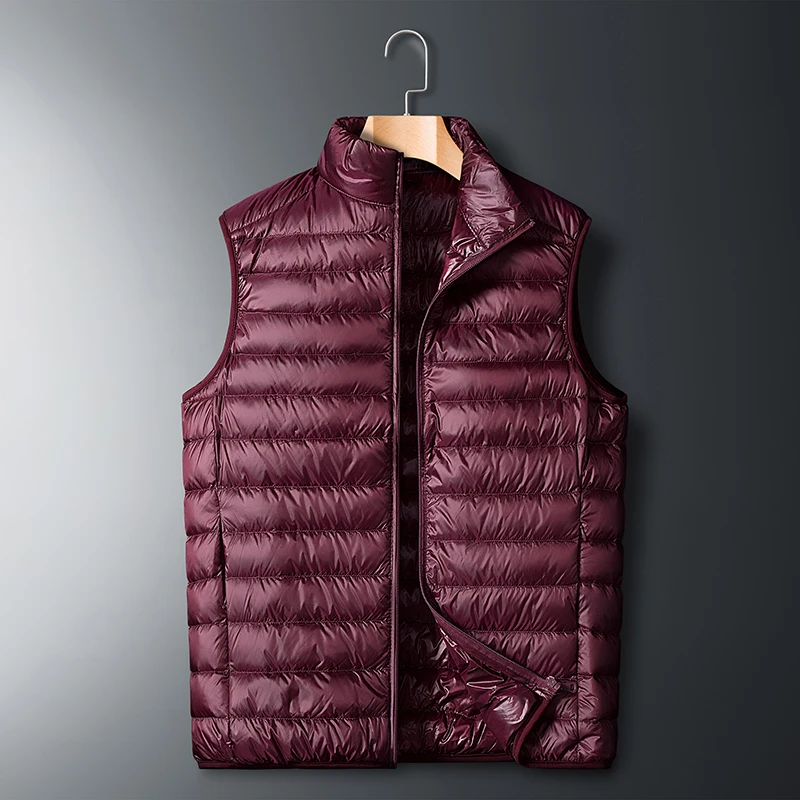 

Men Winter Outdoor Down Vest Waistcoats Men's Sleeveless Down Jacket Vest Men Standing Collar Lightweight Down Vest Clothing