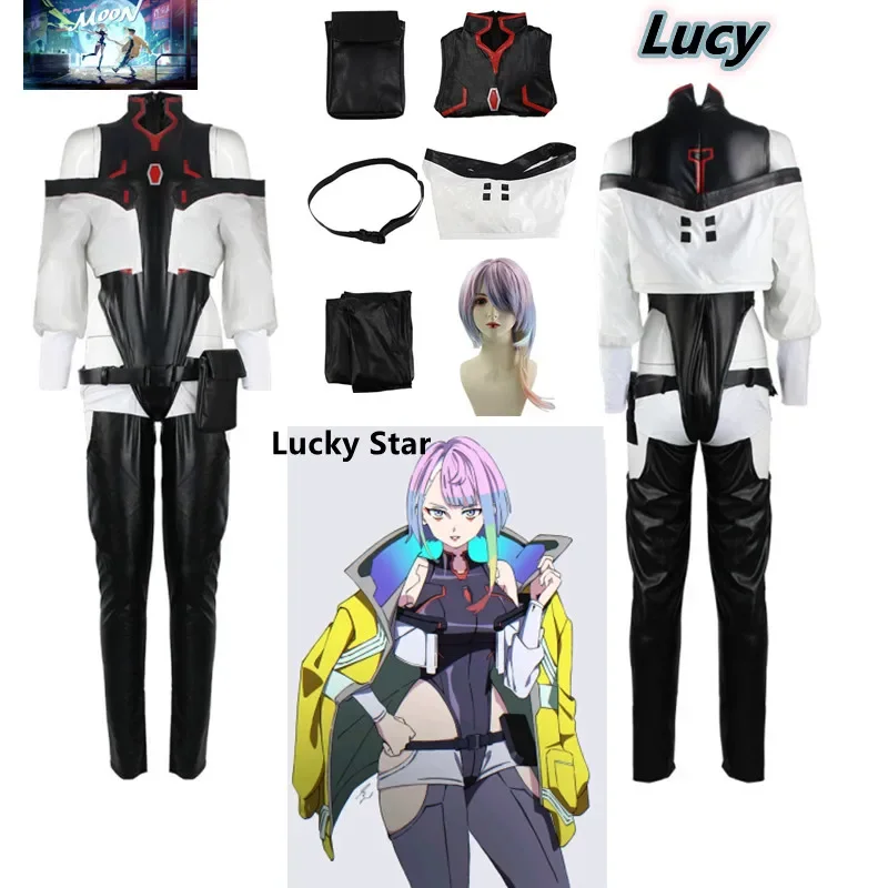 Lucy Cosplay Cyberpunk Edgerunners Cosplay seksowne kobiety kombinezon Cyberpunk damski kostium na Halloween Lucyna odzież peruka PU biegacz