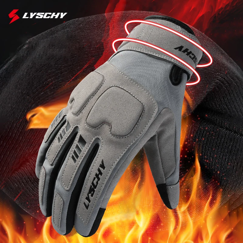 LYSCHY Winter Motorcycle Gloves Full Finger Warm Wear‑Resistant Anti‑Fall Touch Screen Motorbike Motocross Riding Gloves
