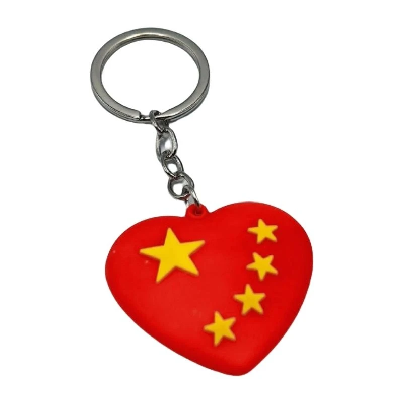 W89C KEQUITA PATRIÓNICO FLAVES NACIONAS NACIONAS CHINAS KEYCHAIN ​​PLATAMENTE CORAZÓN DEL CORAZÓN