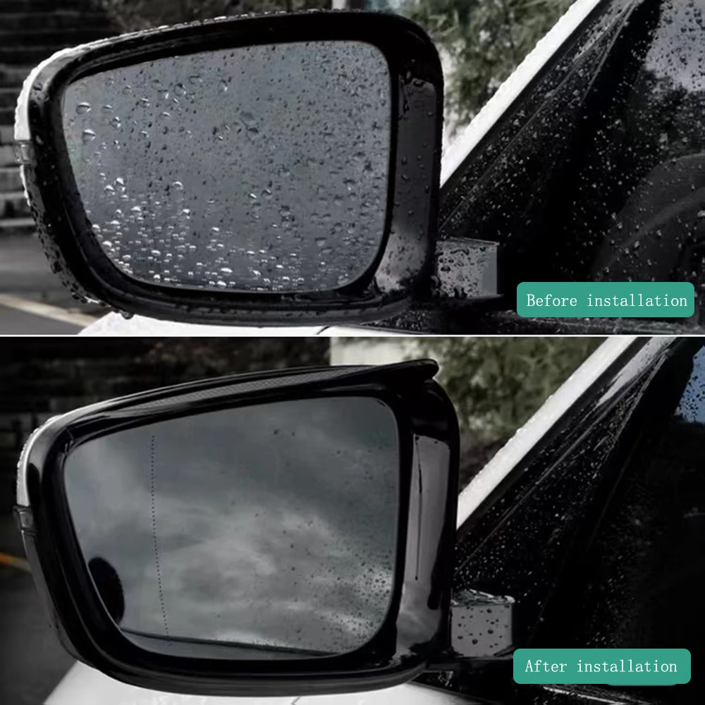 2Pcs Carbon Fiber Car Rearview Mirror Eyebrow Rain Cover For Skoda YETI Logo Auto Accessories