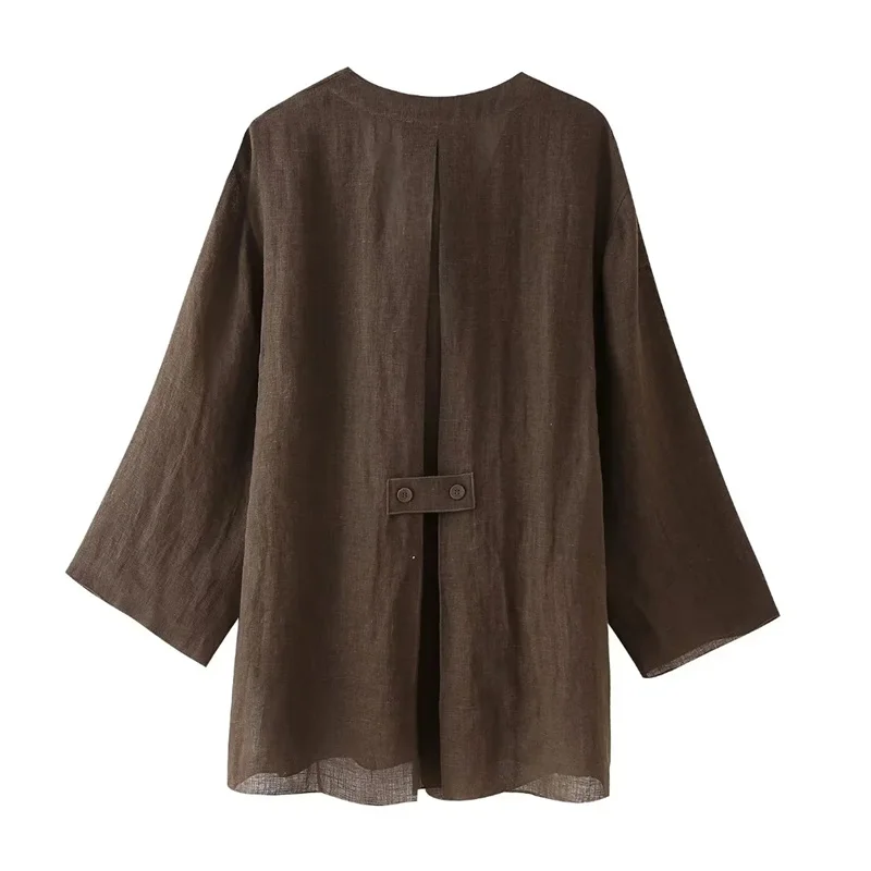 TRAF Women Kimono Set Tied Vintage Kimono Top Sets Womens 2 Piece Outfit Summer 2024 Fashion Baggy Wide Leg Trouser Suits