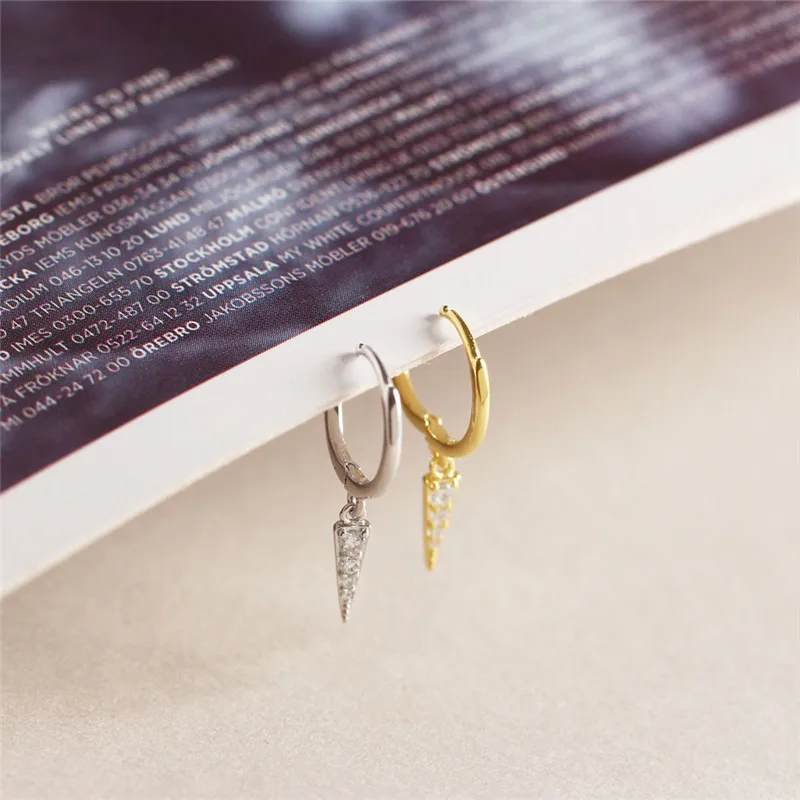 Wholesale Silver Gold Color Hanging Hoop Earrings for Women Minimalist Geometry Triangle Slice Charm Piercing  Jewelry