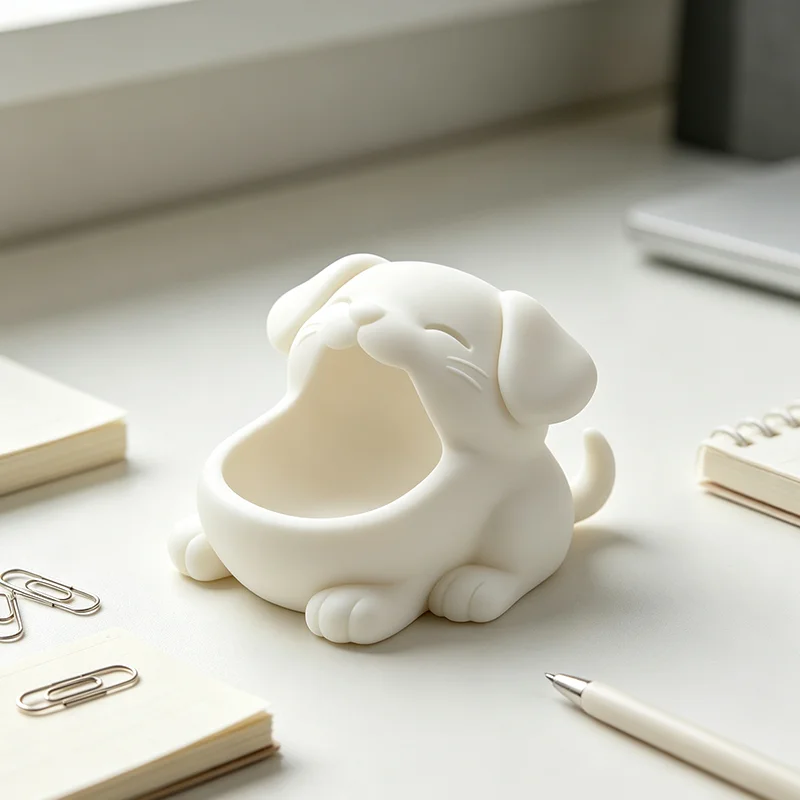 3Dプリント製の口が開いた犬の置物、可愛い子犬の小物入れ、卓 - 3D Printing Ring Holder のレビューと価格