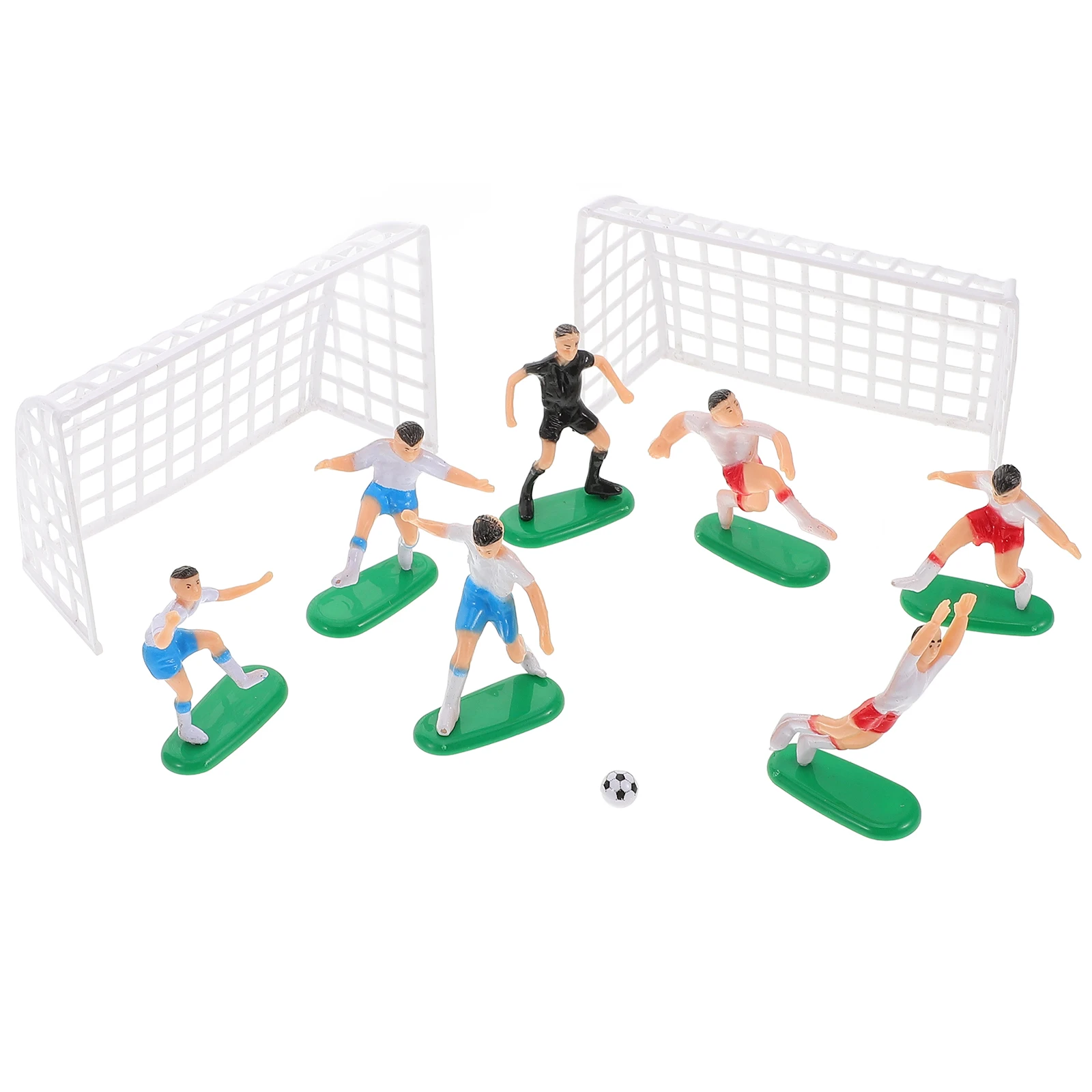 

Football Team Ornaments Cake Topper Soccer Decor Birthday Decoration 6 Players 2 Goals Non Edible Food Grade Plastic