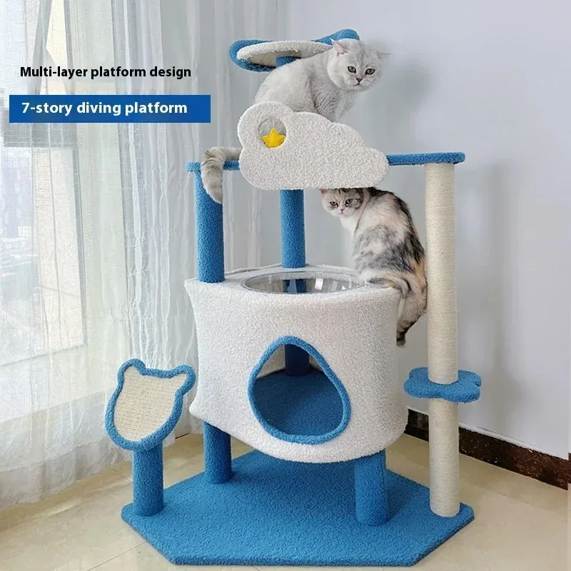 

Large Luxury Cat Climbing Frame Fat Nest Indoor Tree Integrated Sisal Scratching Column Villa Christmas Halloween Birthday