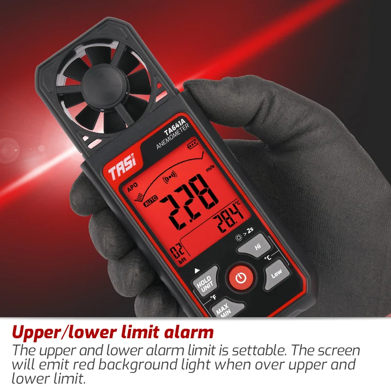 Imagem -03 - Tasi Ta641a Ta641b Anemômetro Digital Portátil Medidor de Velocidade do Vento Medidor de Vento Anemometro 30 m s Vento Frio Display Lcd