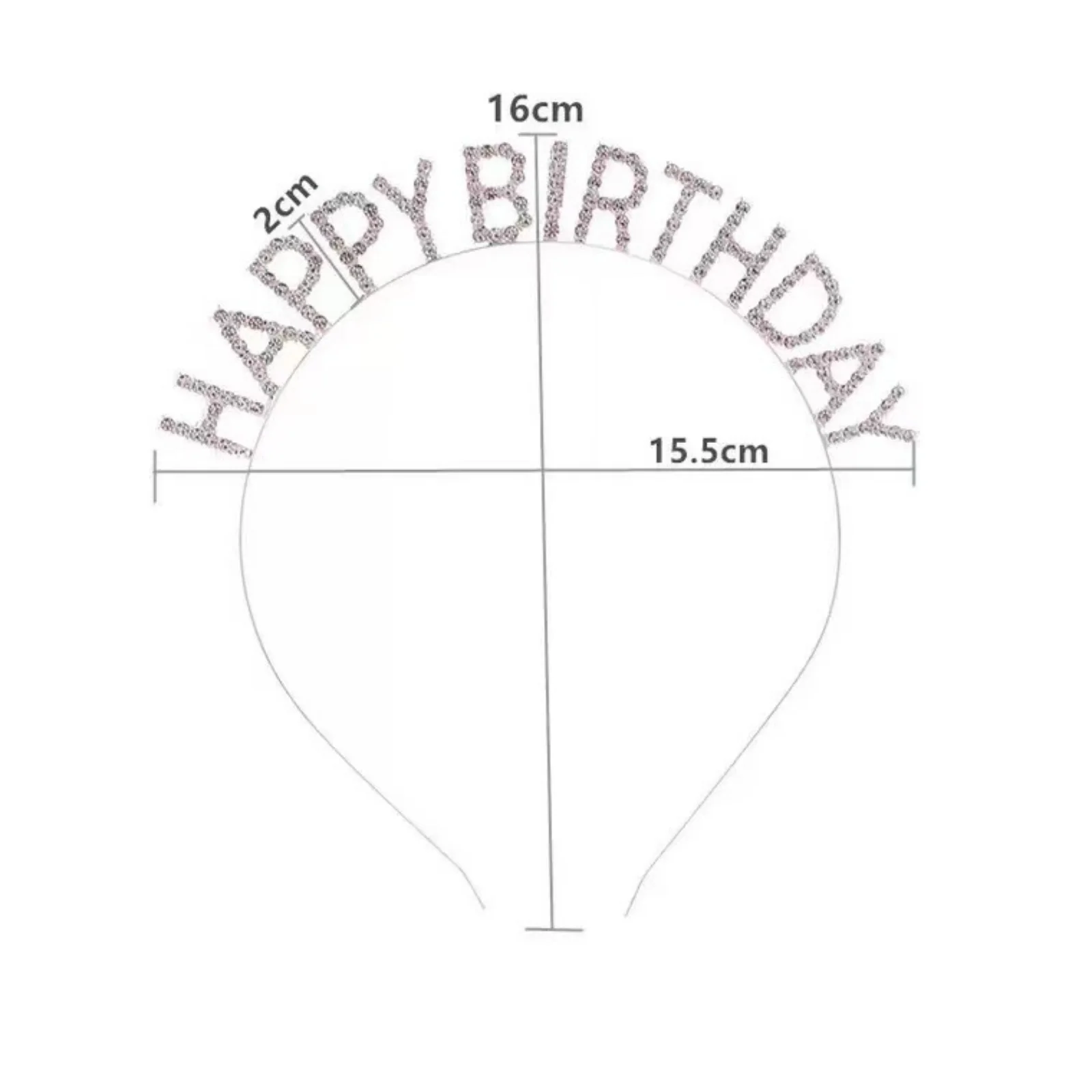 1-teiliges Kristall-Stirnband „Happy Birthday“, glitzerndes Geburtstags-Haar-Accessoire, ideal zum Hinzufügen von Glam an Geburtstagsfeiern – Detail 4