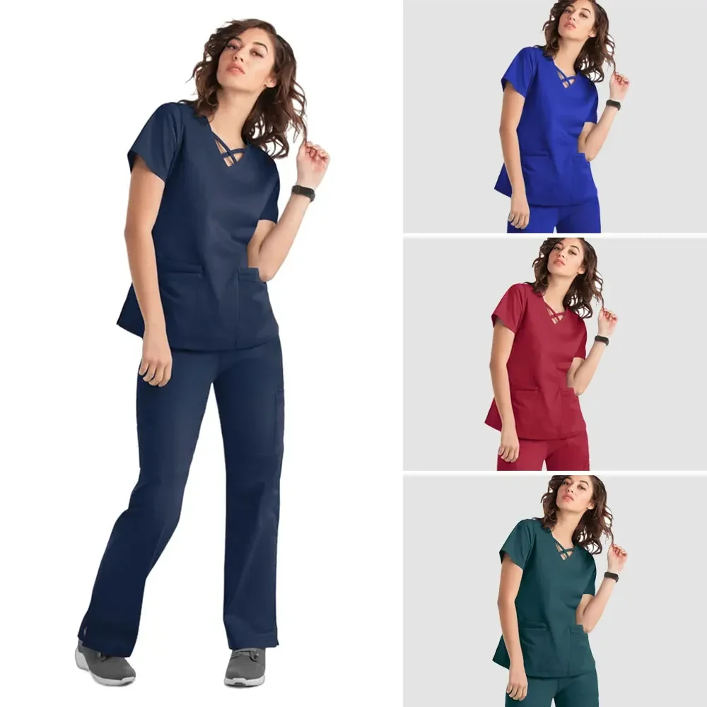 Hot Sell Custom Scrubs Set Stretch Breathable Women Jogger Nursing Scrubs Uniforms Medical Spandex Hospital Surgical Uniforms