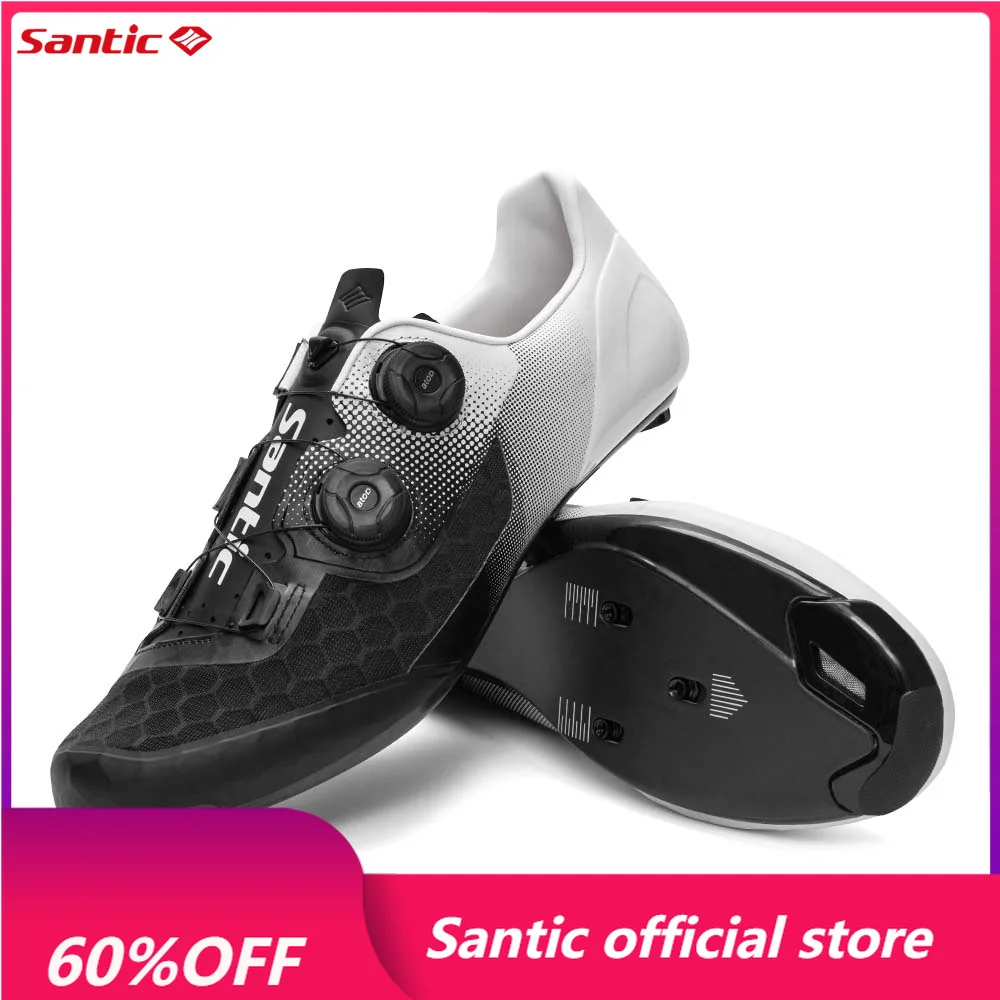 Santic Cycling Shoes Road Bike Cycling Lock Shoes Riding Equipment Grade 14 Carbon Fiber Sole Breathable Lightweight TMS24052H