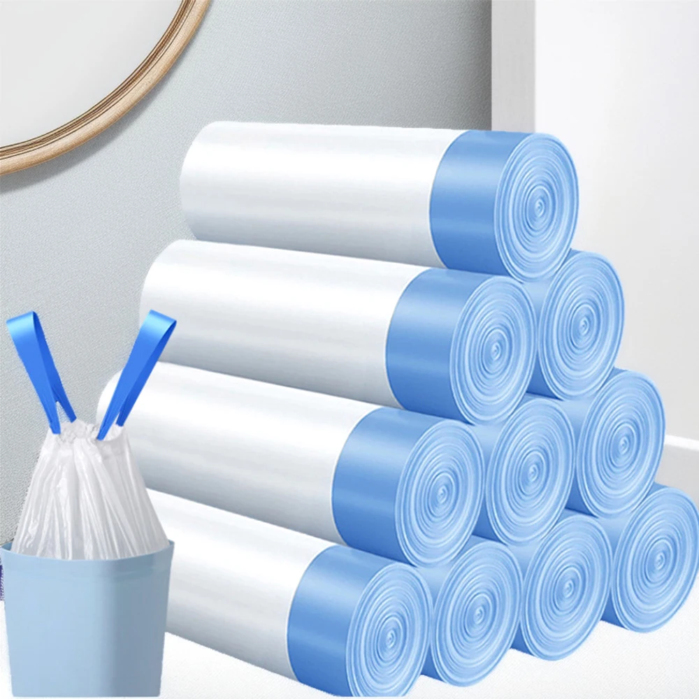 5/10 Rolls 75/150Pcs Drawstring Garbage Bag Household Disposable Trash Pouch Kitchen Storage Garbage Bags Cleaning Waste Bag