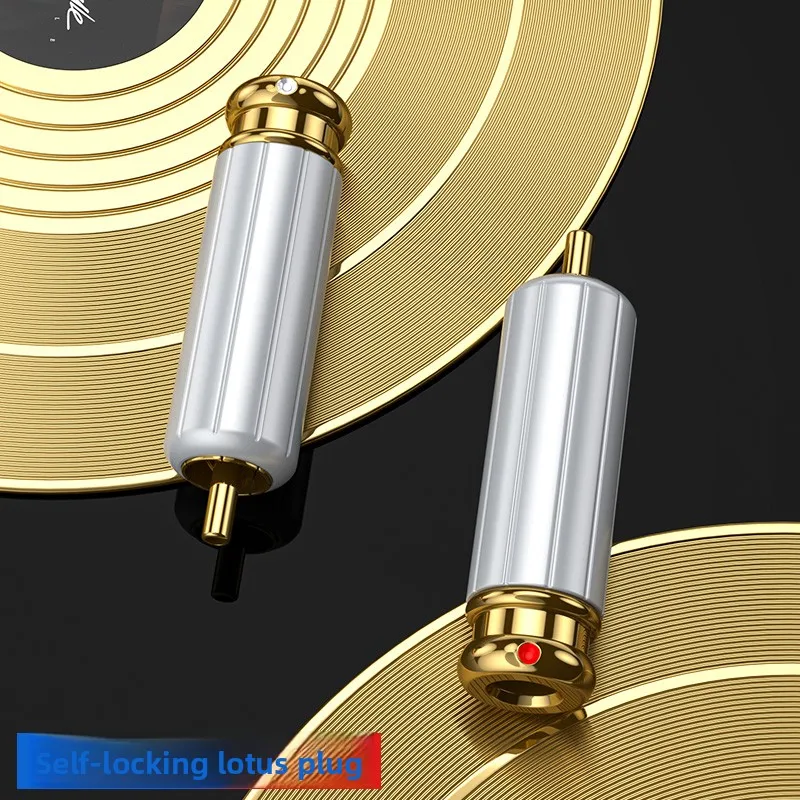 Cable de audio RCA de cobre puro chapado en oro RA-001, conector de señal coaxial HIFI con bloqueo automático y soldadura tipo lotus