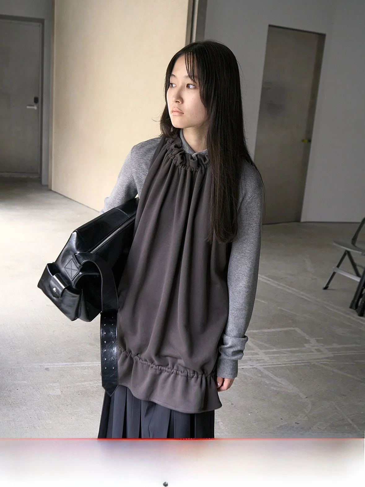 

Deep ey Elastic Ruffle Collar Dstring Sweater Vest Dosordonts Autumn Winter New Sle Simple Design Cotton Polyester Ble...