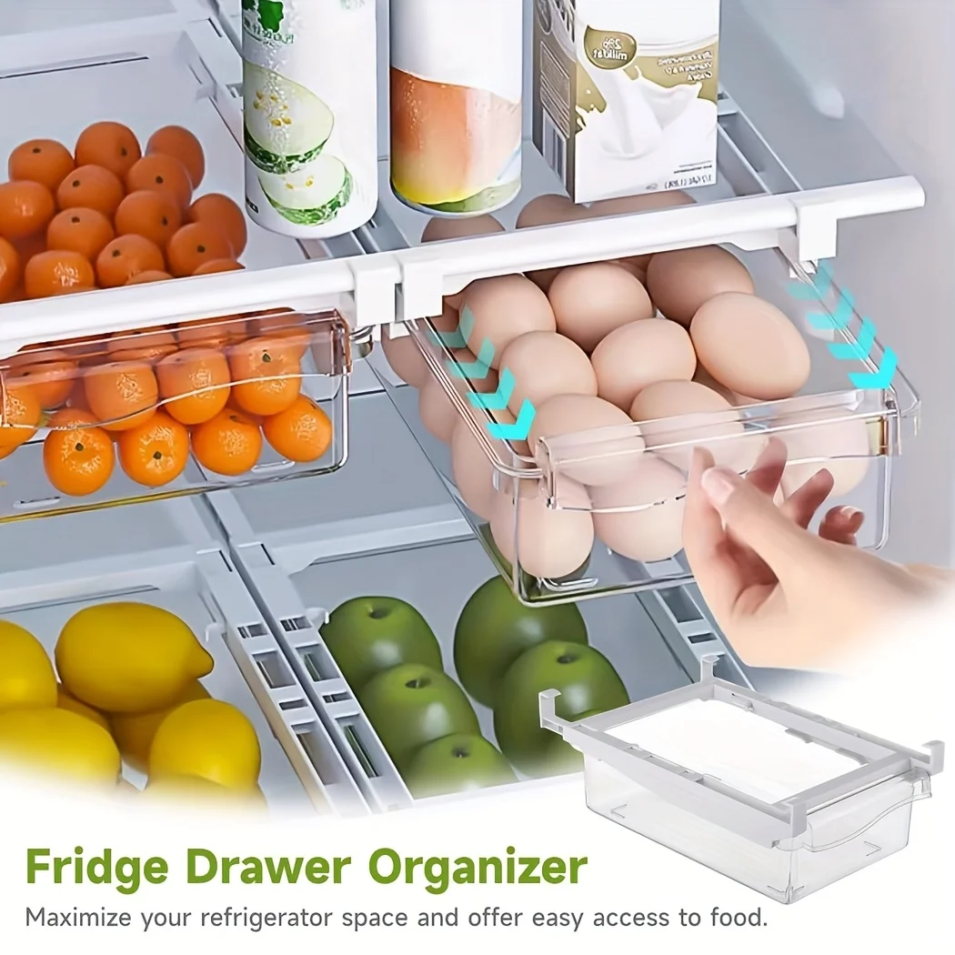 Kitchen Fresh-keeping and Freezing Rack for Hanging Eggs Inside the Refrigerator Drawer-Type Storage Box Basket Sliding Plastic