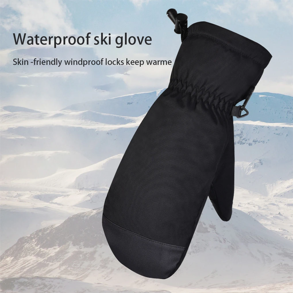 1 Pair Winter Ski Gloves Windproof Nonslip Snowboard Motorbike Hiking Sports Skiing Mittens Woman Man Black Gray S