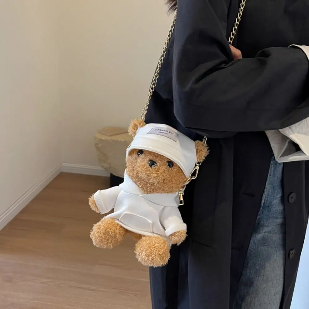 سلسلة حزام حقيبة كروسبودي الدب الصغير حقيبة كتف الدب الجدة الدب حقيبة كروسبودي سستة الكرتون الدب رقيق حقيبة يد الفتيات #3