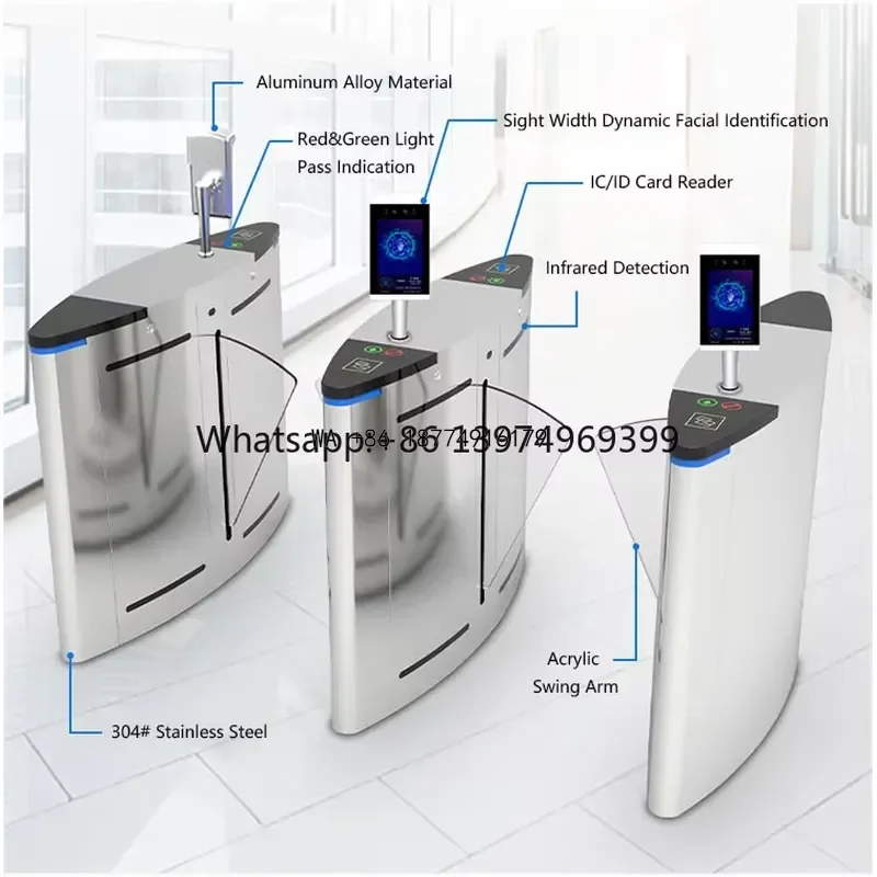 wmwmnu Automatic Anti-tailgating Security Entrance QR Code Face Recognition Flap Barrier Gate Access Control System
