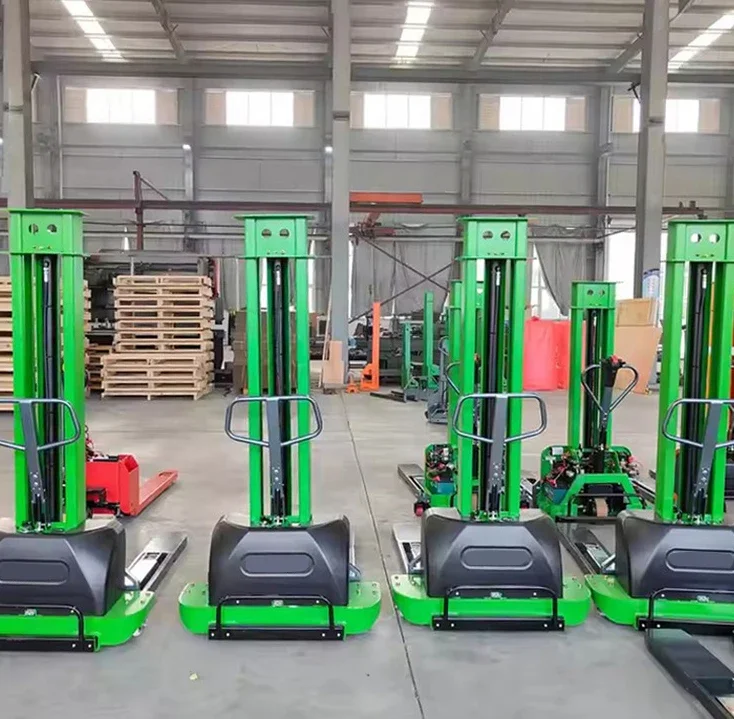 1Ton All Electric Stacker, 1.1m Lifting Height Built-in Platform High Lifting Pallet Stacker for Loading & Unloading Work