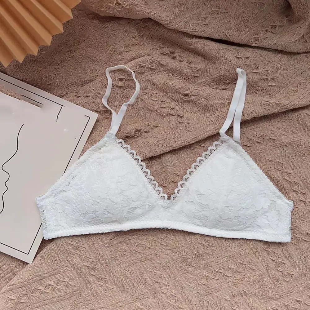 

Comfortable Sweet Wireless Deep V Bra Anti-sagging Shockproof Underwear for Women Lingerie Thin Lace Push Up Bra Gifts